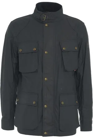 Belstaff Kurtki, Mężczyzna, Czarny, L, Bawełna, Niebieska Woskowana Kurtka Fieldmaster