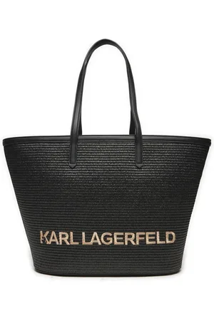 Karl Lagerfeld Torebki, Kobieta, Czarny, ONE SIZE, Bawełna, Letnia torba typu tote z rafii