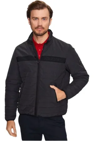 Tommy Hilfiger Kurtki, Mężczyzna, Czarny, XL, Bawełna, Kurtka ocieplana na zamek z elastycznym wykończeniem
