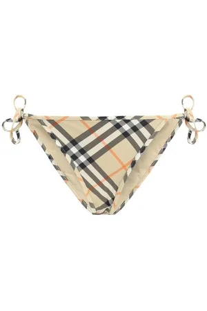 Burberry Stroje kąpielowe, Kobieta, Beżowy, S, Tie Side Check Bikini Bottoms