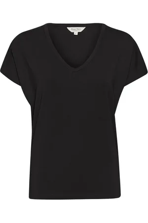 Part Two Koszulki, Kobieta, Czarny, L, Bawełna, Podstawowy T-shirt z dekoltem w serek