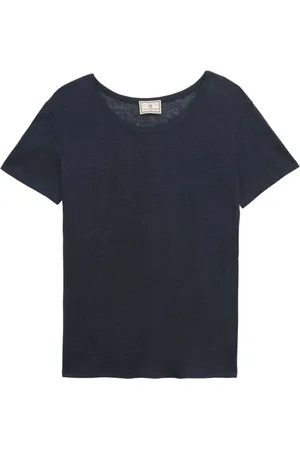Inès de la Fressange Koszulki, Kobieta, Niebieski, XS, Słoneczny T-shirt z granatowego lnu