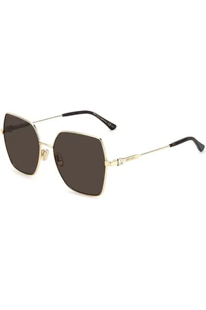 Jimmy Choo Akcesoria, Kobieta, Żółty, ONE SIZE, Złote Metalowe Okulary Przeciwsłoneczne