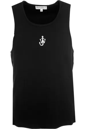 J.W.Anderson Koszulki, Mężczyzna, Czarny, L, Koszulka na Ramiączkach z Haftowanym Logo Kotwicy Anchor Embroidery Tank Top