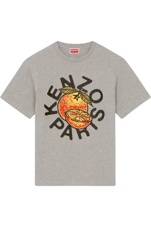 Kenzo Koszulki, Mężczyzna, Szary, M, Bawełna, Klasyczna pomarańczowa koszulka T-shirt z grafiką