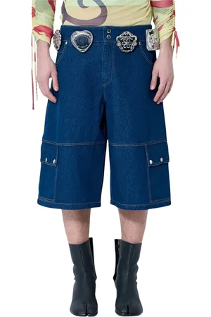 Chopova Lowena Szorty, Mężczyzna, Niebieski, M, Denim, Plisowane Szorty Dżinsowe