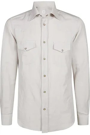 ELEVENTY Koszule, Mężczyzna, Biały, L, Bawełna, Slim Fit Koszula z Bawełny i Lnu