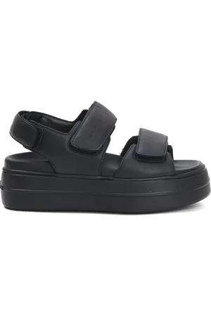 Hogan Buty, Kobieta, Czarny, 38 1/2 EU, Czarna skórzana sandał z paskami