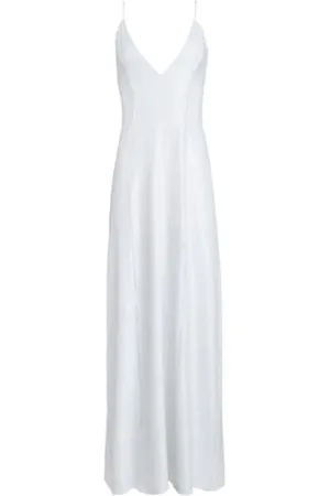 Khaite Sukienki, Kobieta, Biały, M, Carina Sequin Plunge Neck Maxi Dress