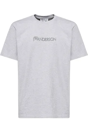 J.W.Anderson Koszulki, Mężczyzna, Szary, S, Bawełna, Szary T-shirt z haftowanym logo