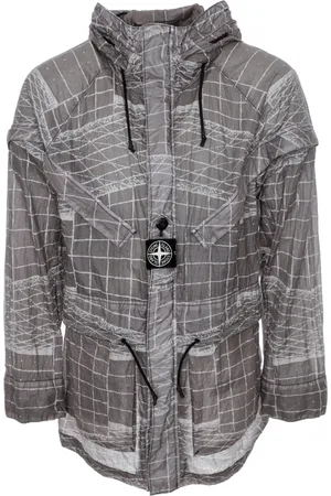 Stone Island Kurtki, Mężczyzna, Szary, M, Reflective Grid Parka