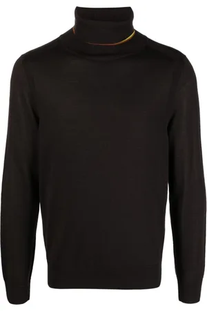 Paul Smith Swetry, Mężczyzna, brązowy, L, Wełna, Golf z Wełny Merino z Wysokim Kołnierzem