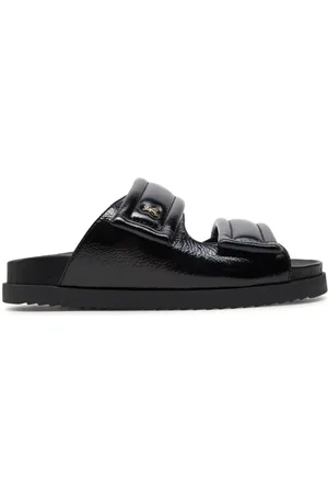 Patrizia Pepe Buty, Kobieta, Czarny, 36 EU, Skóra, Skórzane klapki z logo