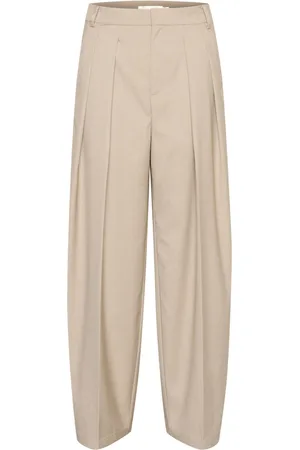 INWEAR Spodnie, Kobieta, Beżowy, S, Pleated Pant Tannin Melange