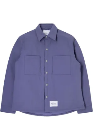 Edwin Kurtki, Mężczyzna, Fioletowy, L, Pikowany Overshirt w Fiolecie