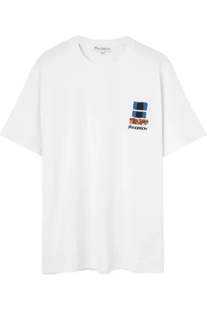 J.W.Anderson Koszulki, Mężczyzna, Biały, S, Bawełna, T-shirt z haftowanym oknem