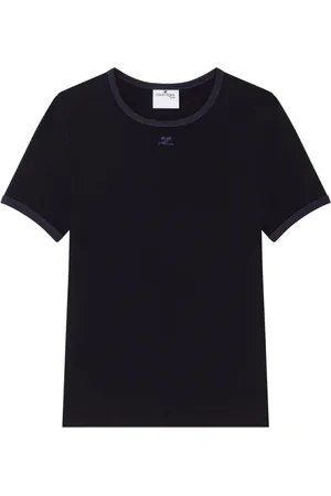 Courrèges Koszulki, Kobieta, Czarny, S, Granatowy i Czarny Bawełniany T-shirt