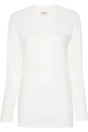 Khaite Koszulki, Kobieta, Biały, L, Bawełna, Morton Long Sleeve Top