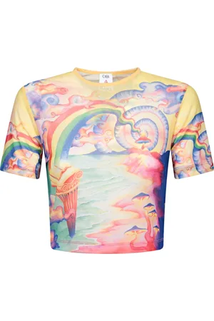Casablanca Koszulki, Kobieta, Wielobarwność, M, Beżowe T-shirty i Pola Elegancja