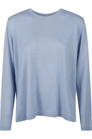 KANGRA CASHMERE Swetry, Kobieta, Niebieski, L, Kaszmir, Jasnoniebieski Jedwabny Sweter z Kaszmirem