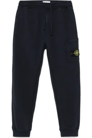 Stone Island Spodnie, Mężczyzna, Niebieski, S, Bawełna, Elastyczne spodnie dresowe ze sznurkiem