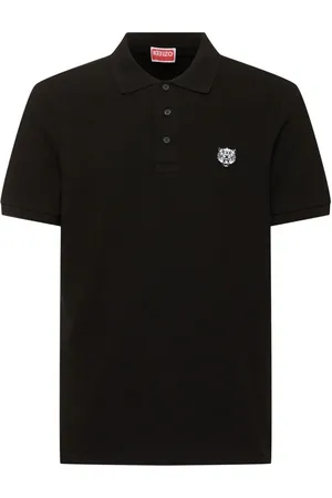 Kenzo Koszulki, Mężczyzna, Czarny, S, Bawełna, Polo z haftowanym tygrysem Happy Tiger