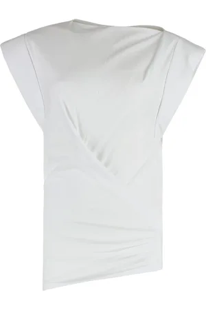 Isabel Marant Koszulki, Kobieta, Biały, XS, Bawełna, Bawełniana koszulka z drapowaniem