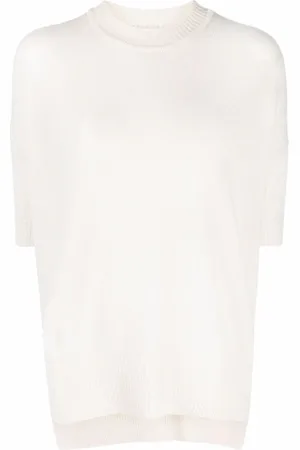 Jil Sander Swetry, Kobieta, Beżowy, XS, Kaszmir, Elegancki beżowy sweter z krótkim rękawem z kaszmiru