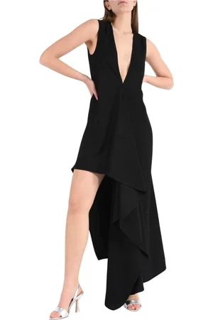 Sportmax Sukienki, Kobieta, Czarny, XS, Długa sukienka A-linii z dekoltem w serek