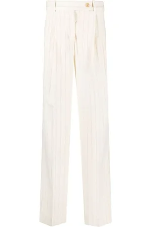 ZIMMERMANN Spodnie, Kobieta, Beżowy, M, Bawełna, Luminosity Pinstriped Tailored Trousers