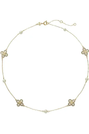 Tory Burch Akcesoria, Kobieta, Żółty, ONE SIZE, Naszyjnik Kira Clover Pearl
