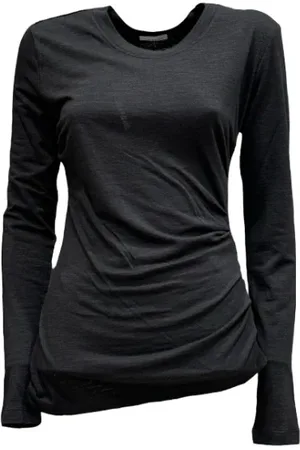 Isabel Marant Koszulki, Kobieta, Czarny, M, Wełna, Ineta Draped Long Sleeve Top