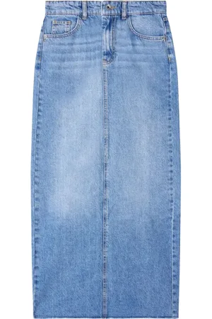 Patrizia Pepe Spódnice, Kobieta, Niebieski, S, Denim, Denimowa spódnica maxi z głębokim rozcięciem
