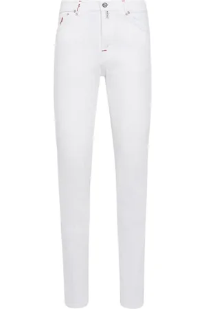 Kiton Jeansy, Mężczyzna, Biały, W36, Bawełna, Białe dżinsy slim fit z bawełny