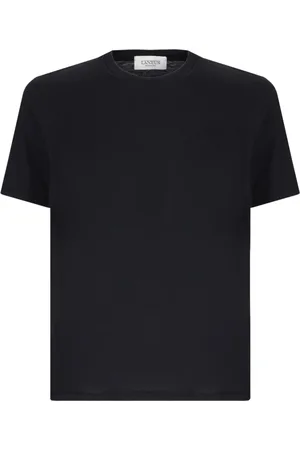 LANEUS Koszulki, Mężczyzna, Czarny, L, Bawełna, T-shirt z okrągłym dekoltem z bawełny i jedwabiu