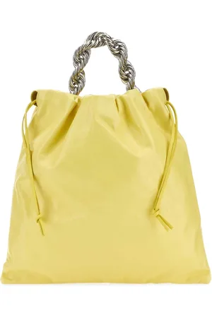 Jil Sander Torebki, Kobieta, Żółty, ONE SIZE, Skóra, Żółta skórzana torba typu bucket bag