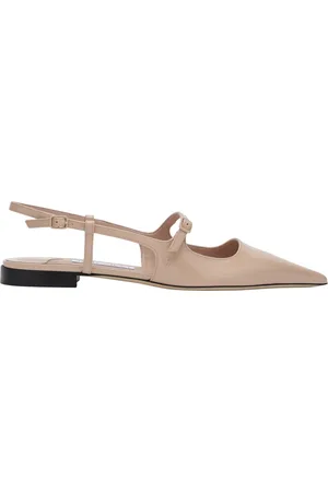 Jimmy Choo Buty, Kobieta, Beżowy, 37 1/2 EU, Skóra, Ślubne Czółenka Slingback na Płaskim Obcasie