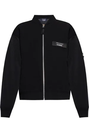 Comme des Garçons Kurtki, Mężczyzna, Czarny, L, Czarna kurtka z zamkiem i naszywką
