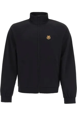 Kenzo Bluzy, Mężczyzna, Czarny, S, Rozpinana bluza z unikatowym haftem