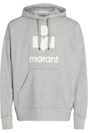 Isabel Marant Bluzy, Mężczyzna, Szary, S, Bawełna, Bluza z kapturem i logo z kieszenią kangurką