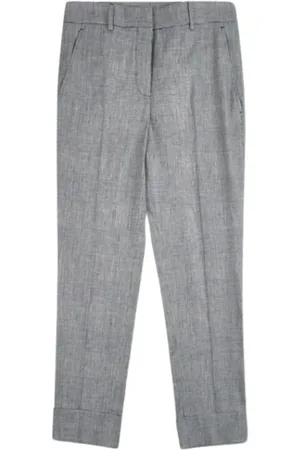 Incotex Spodnie, Kobieta, Szary, M, Len, Linen Turn-Up Pants