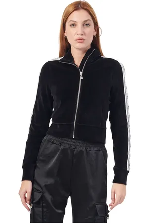 HUGO BOSS Bluzy, Kobieta, Czarny, L, Czarny sweter z dzianiny prążkowanej na zamek