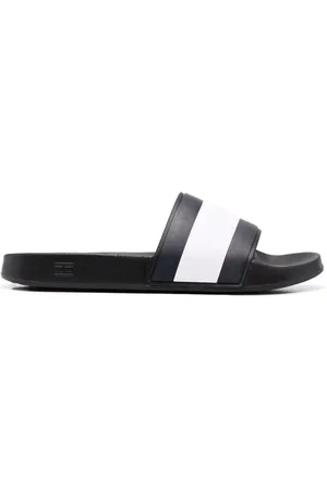 Tommy Hilfiger Buty, Mężczyzna, Czarny, 44 EU, Gumowe Klapki Basenowe z Flagą