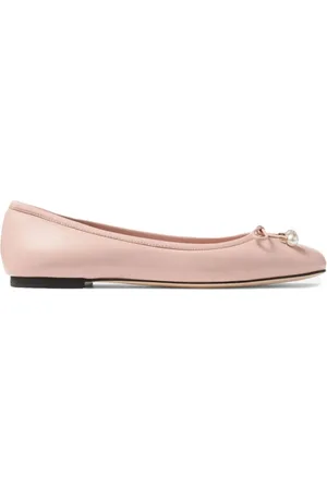 Jimmy Choo Buty, Kobieta, Różowy, 38 EU, Skóra, Pudrowo Różowe Baleriny z Kokardą