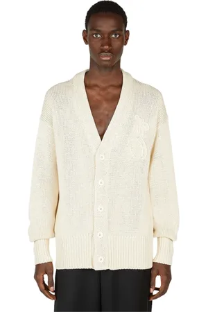 Jil Sander Swetry, Mężczyzna, Beżowy, L, Bawełna, Minimalistyczny Kardigan Dzianinowy z Logo