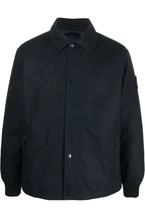 Stone Island Kurtki, Mężczyzna, Niebieski, M, Kurtka koszulowa puchowa