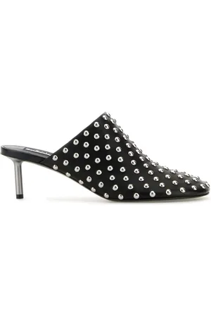 Jil Sander Buty, Kobieta, Czarny, 36 EU, Skóra, Czarne skórzane klapki na obcasie 7 cm