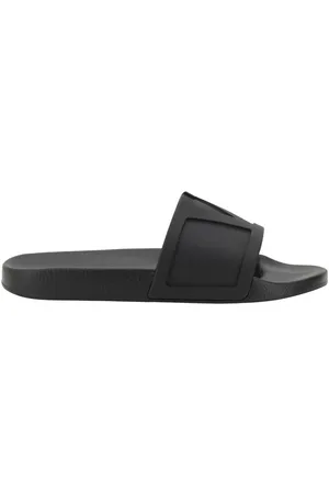 VALENTINO GARAVANI Buty, Mężczyzna, Czarny, 41 EU, Len, Wytłoczone Sandały z płaską podeszwą