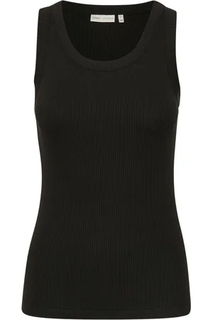 INWEAR Koszulki, Kobieta, Czarny, S, Bawełna, Czarny Dopasowany Top na Ramiączkach