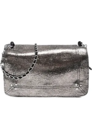 JÉRÔME DREYFUSS Torebki, Kobieta, Szary, ONE SIZE, Skóra, Skórzana torebka crossbody Lamé